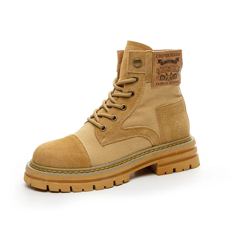 Women's Shoes Summer Hiking Boots Leather Thick Soled Internally Raised Desert Boots Travel and Outdoor Camping Workwear Boots