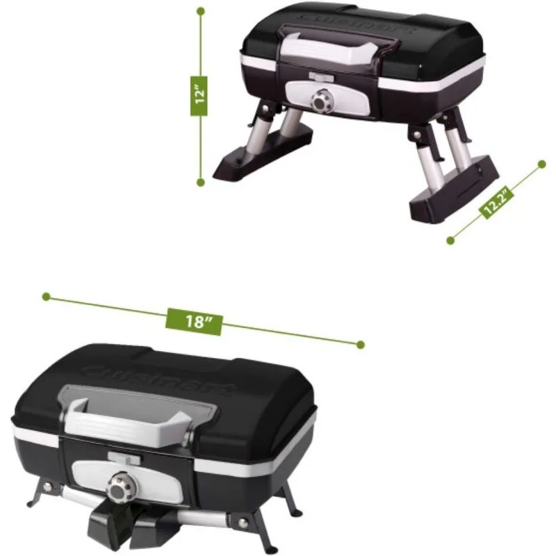 Cuisinart CGG-180TB Portable Propane, Petit Gourmet Tabletop Gas Grill, Black