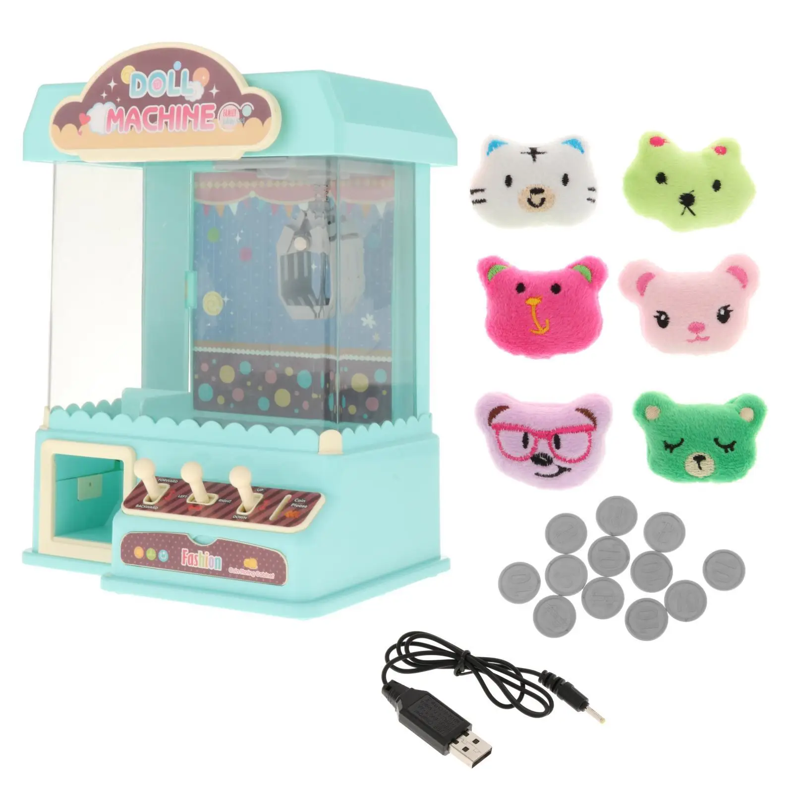 

Claw Machine with 6 Dolls and 10 Capsules Mini Arcade Machine for Birthday Gifts