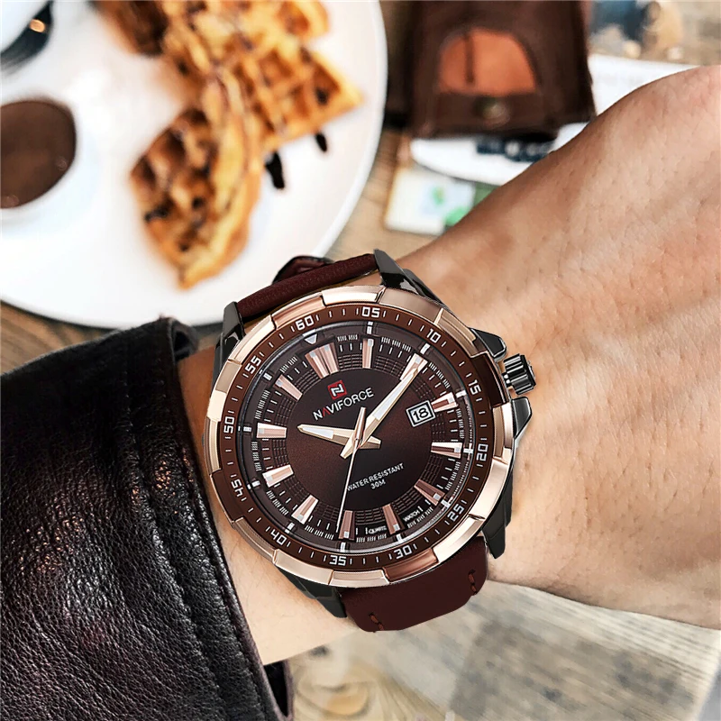 2023 Fashion Casual NAVIFORCE Brand Waterproof Quartz Watch Men Military Leather Sports Watches Man Clock Relogio Masculino