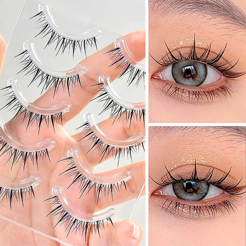 رموش صناعية شفافة على طراز الشيطان الهزلي التايلاندي، رموش ناعمة قابلة لإعادة الاستخدام للحفلات التنكرية والمراحل، رموش مكياج كاملة الشريط