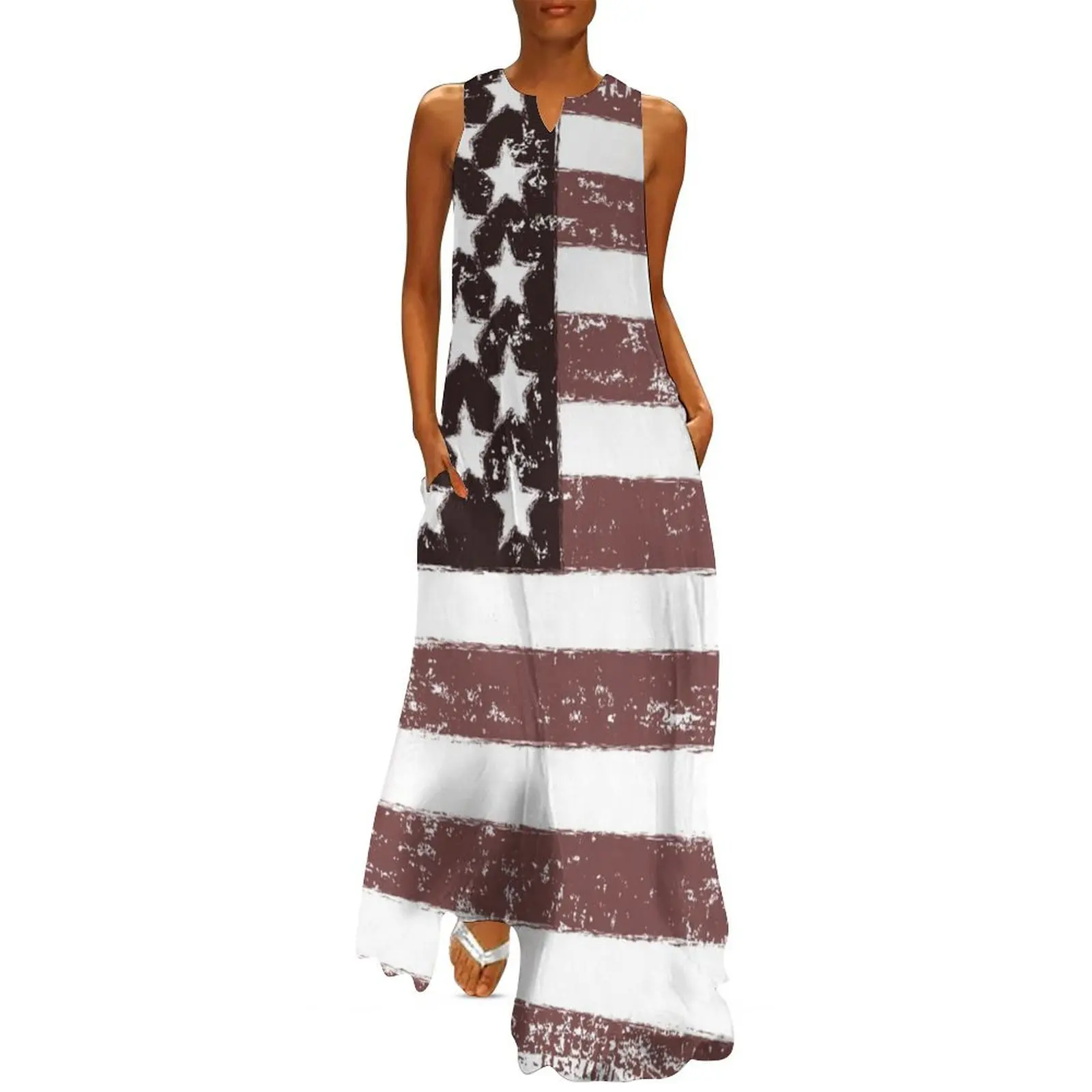 

American Flag Faded - USA Retro Vintage Design Long Dress Dance dresses summer dresses womens 2024