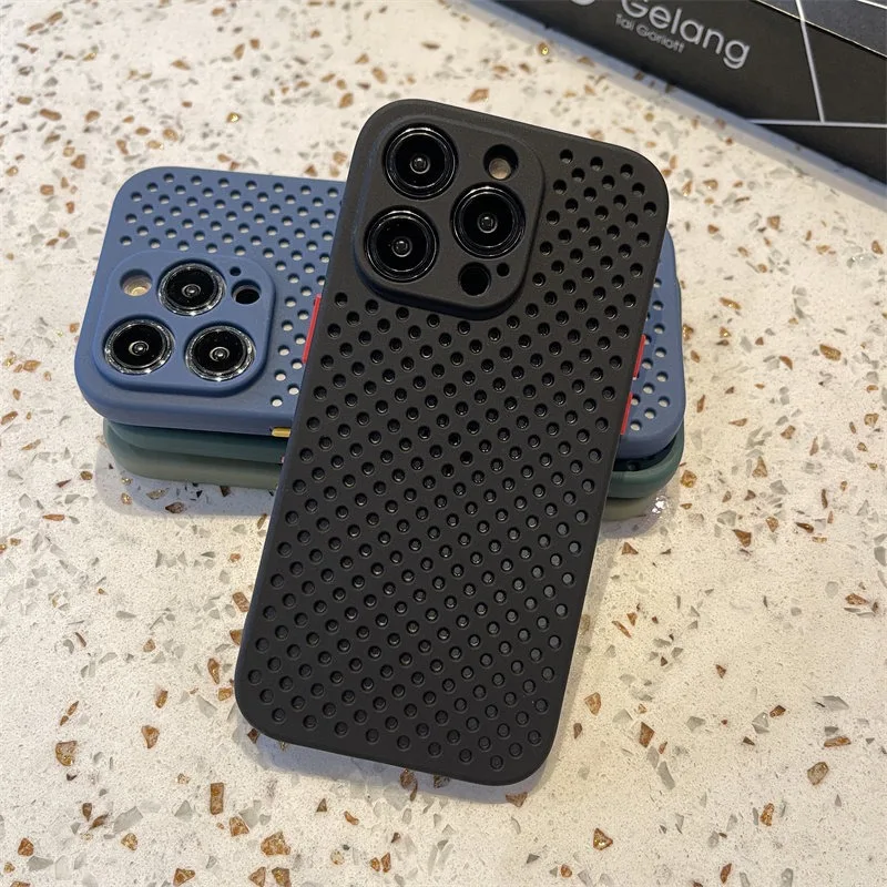 Funda transpirable y refrescante para iPhone 17 Air 16 E 15 14 Plus 13 12 11 Pro Max, disipación de calor, silicona suave a prueba de golpes 5