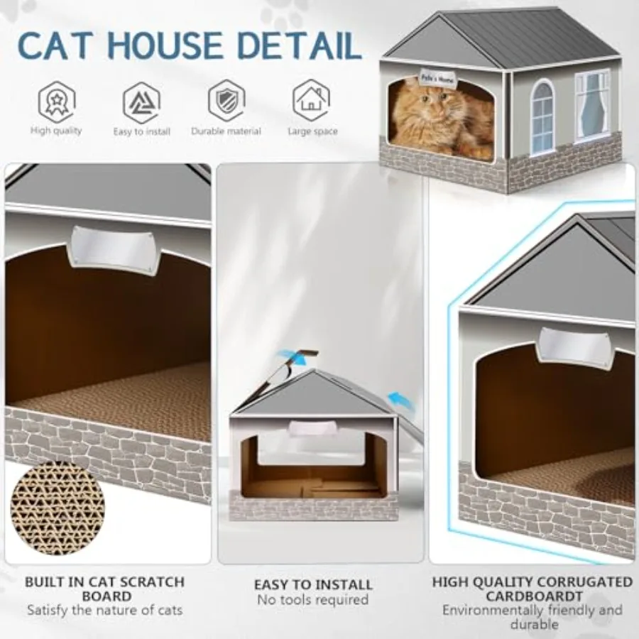 Arranhador de casa de gato de papelão com catnip fácil notool montagem gatinho playhouse 13.5x14.5x13 Polegada diversão interior gato scratcher hous