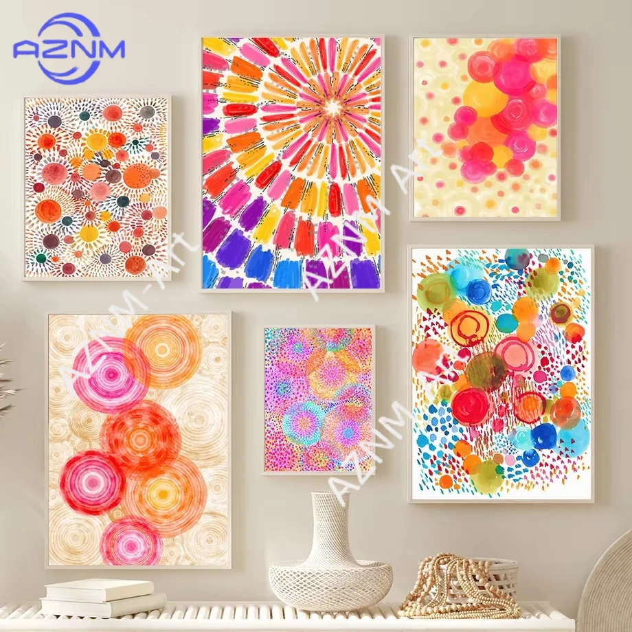 1pc Nordic Posters Colorful Point Shape Color Block Abstract Wall Art Canvas Painting And Prints Wall Pictures For Room Decor