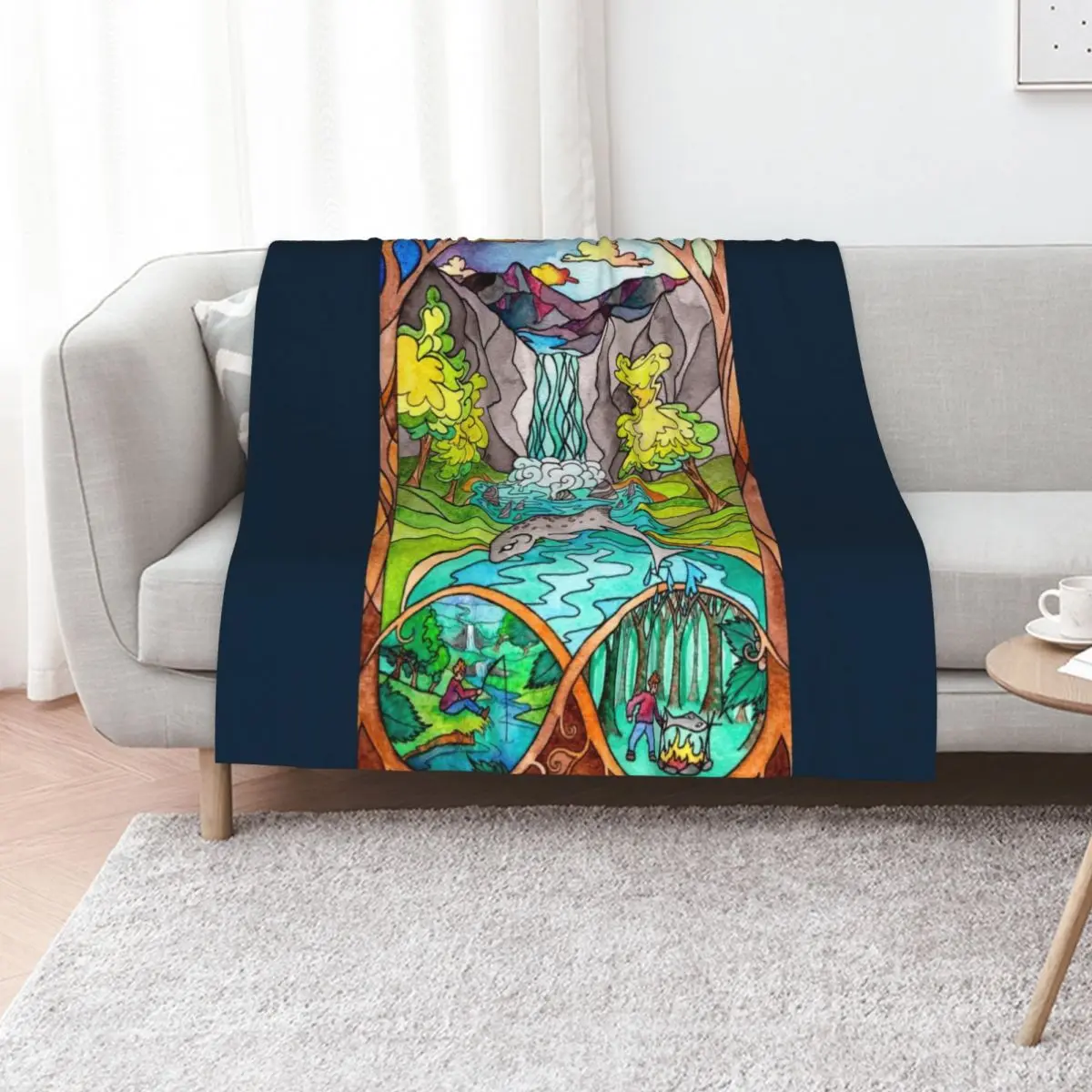 

Salmon of Knowledge Throw Blanket Plaid Decorative Sofas Furry Soft Big Blankets