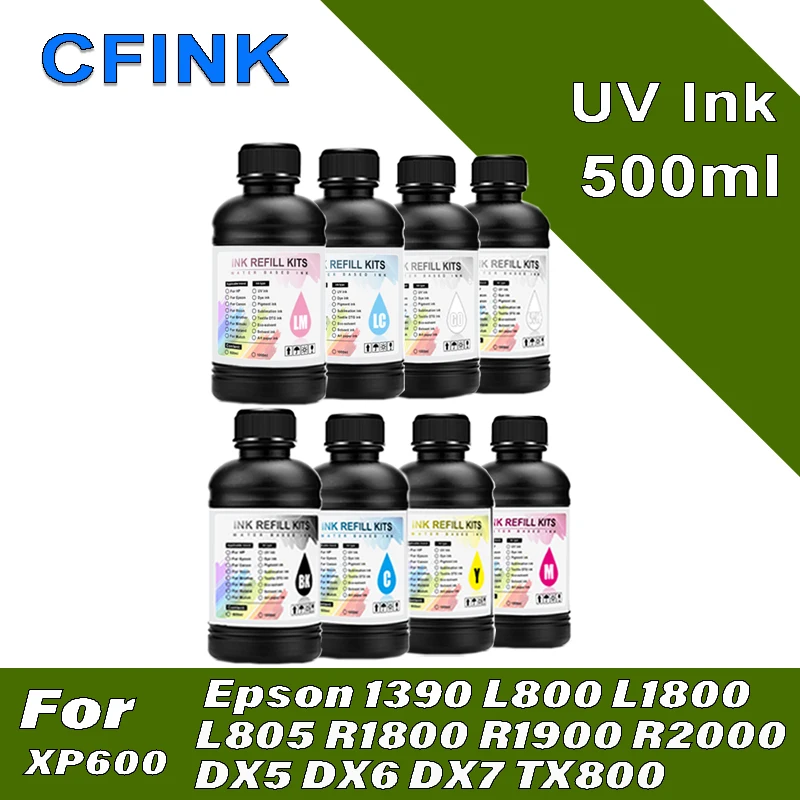 

500ML/Bottle UV Hard ink LED UV Ink For Epson R1900 R2000 Printer for DX5 DX6 DX7 XP600 TX800 1390 L1800 Printhead CMYK White