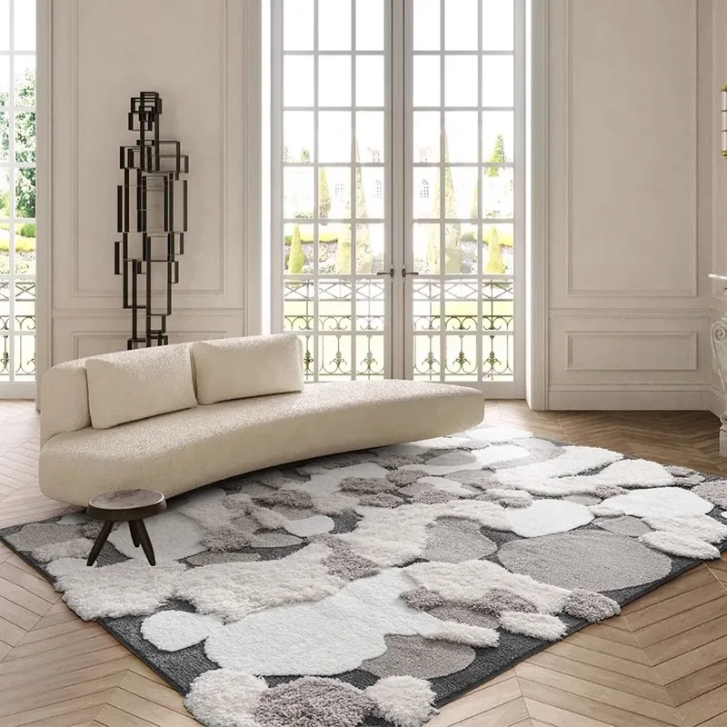 Nordic Grey Morocco Living Room Carpet Hand Tufting Light Luxury Area Rug Home Bedroom Decoration Soft Rug Washable Customize