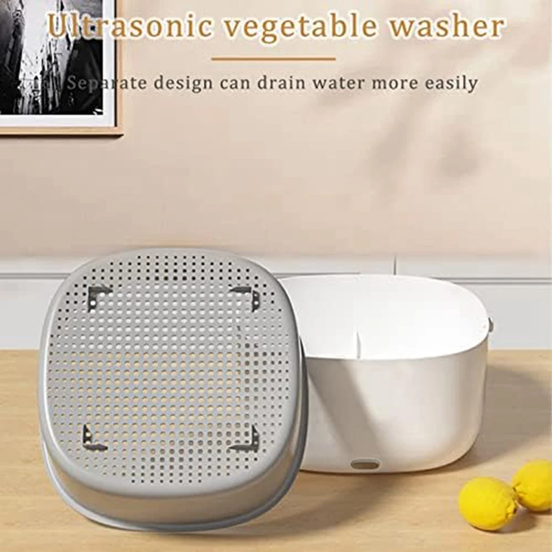 Electric Vegetable Washing Basket Kitchen Multi-Function Double-Layer Fruit and Vegetable Drainer Fruit Washing Machine-AT48
