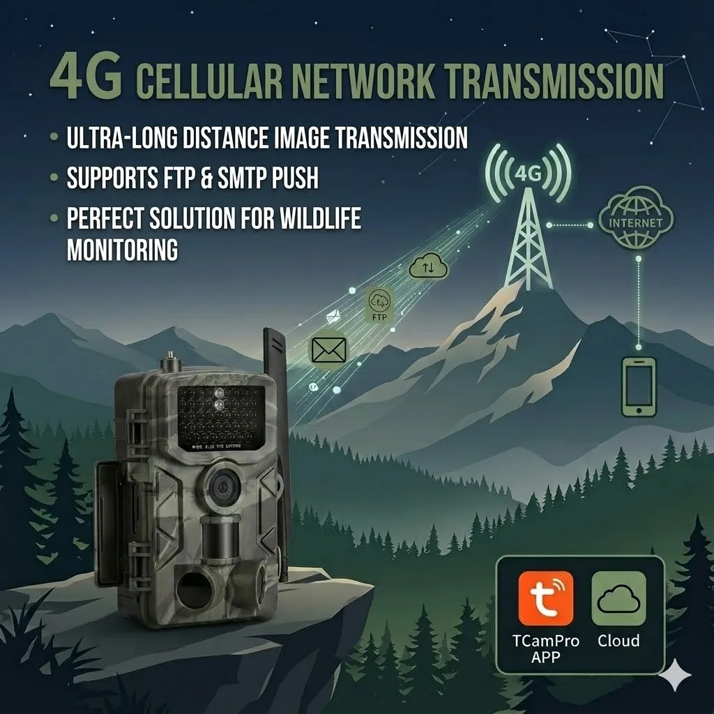 Suntekcam HC 808 Pro 4G LTE Trail Camera, 36MP 4K Ultra HD Live Streaming Wildlife Camera with Tuya & SuntekCam App, 100ft Night