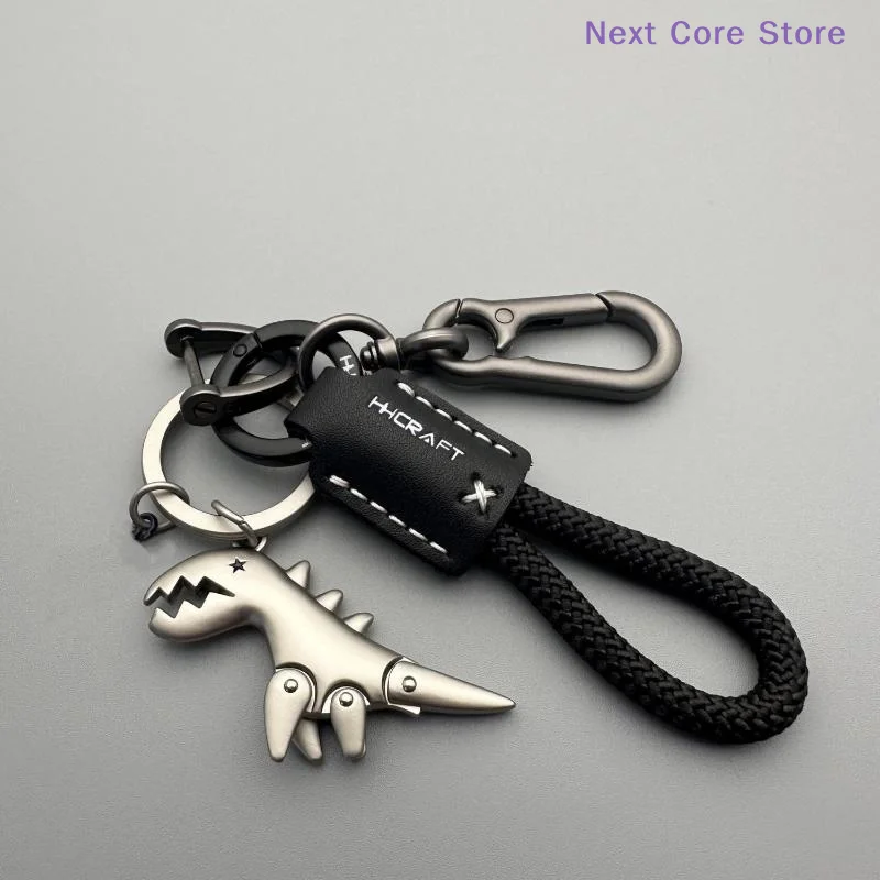 [NC]Motorcycle Decoration Accessories Little Dinosaur Car Keychain Single Leather Woven Rope Metal Keychain Handbag Pendant[NC]