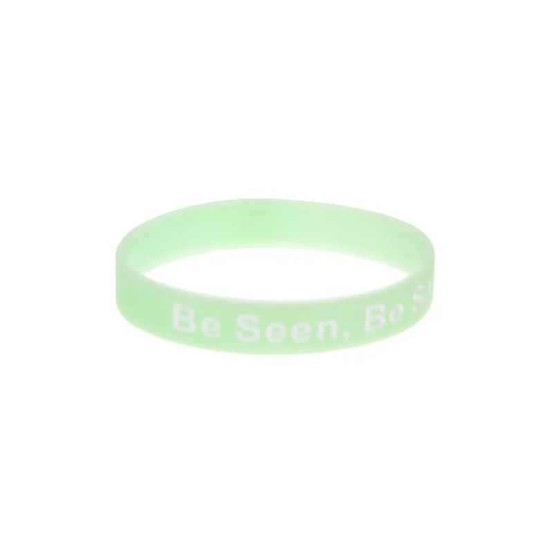 

50 Pcs Be Seen Be Safe Silicone Wristband Glow in Dark Band for Night Runner