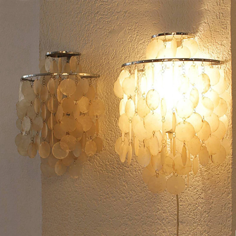 Conchas lâmpada de parede luxo arandela luz para sala estar quarto