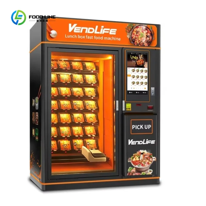 الغذاء الساخن الوجبات الخفيفة الساخنة آلة بيع الطعام آلات بيع صندوق الغداء مع نظام الرفع