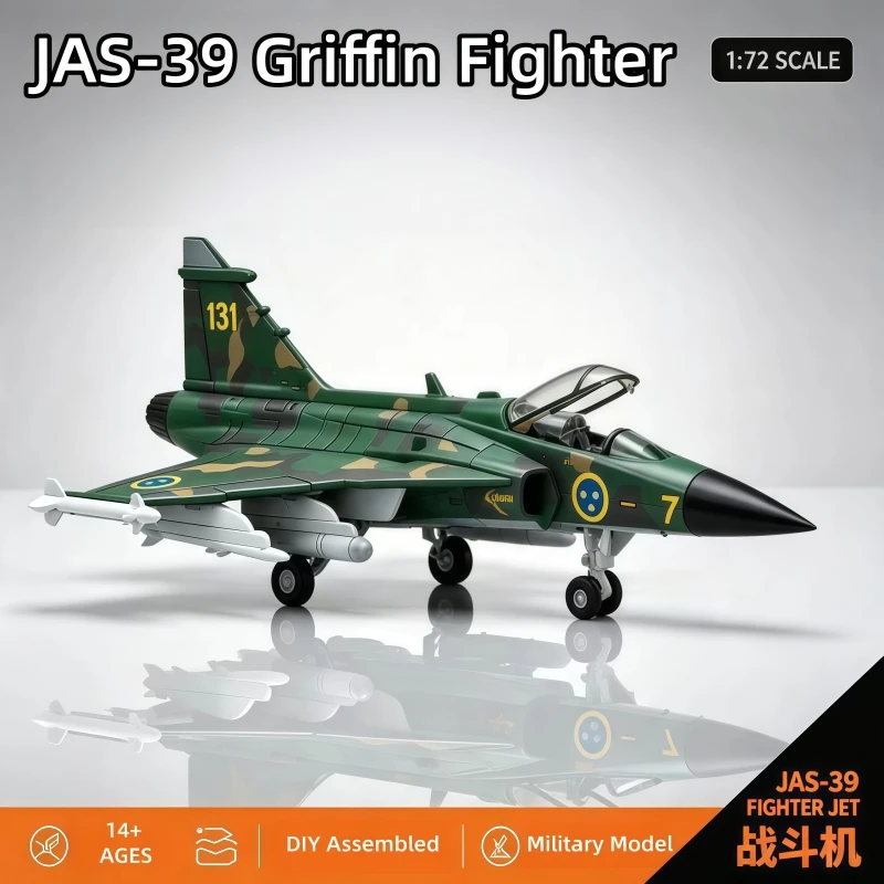 1/72 Military Series JAS 39 Gripen Fighter Building Blocks Gryphon Multi Role Aircraft Model DIY Bricks Decor Toys For Xmas Gift
