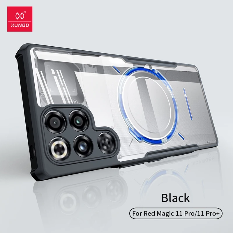 Para zte nubia red magic 11 pro plus caso xunk airbags à prova de choque padrão laser pc + tpu capa proteção da câmera para magic11 pro