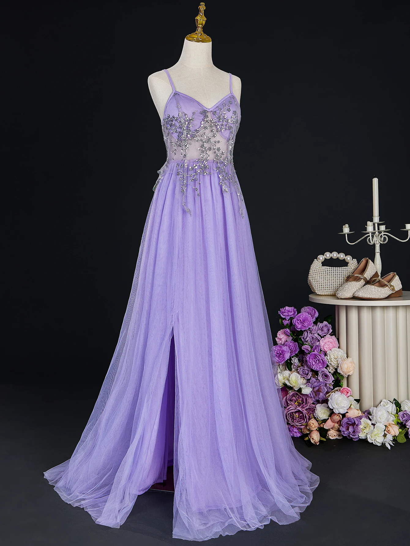 Four Seasons Girls Suspender Beads And Sequins Mesh High-End Suitable For Weddings Proms Performan Party Dress Kids Clothes
