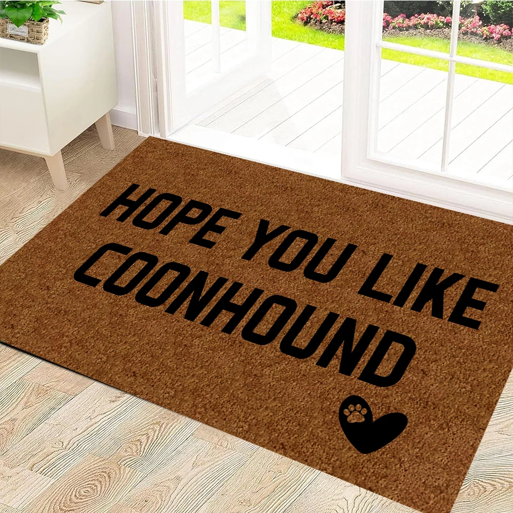 Hope You Like Coonhound Doormat Rubber Backing Dog Lover Front Door Mat Non Woven Entry Rug with Paw Heart Pet Lover Floor Mat
