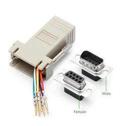 DB9 Female/Male DB9 To RJ45 Adapter Connector Rs232 Modular Cab-9as-fdte To Rj45 Db9 for Computer