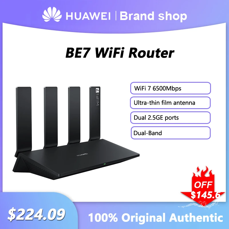 Huawei BE7 Wireless Router WiFi 7 6500Mbps Signal Repeater Dual 2.5GE Network Ports Amplifier For Home Office Support Mesh WiFi