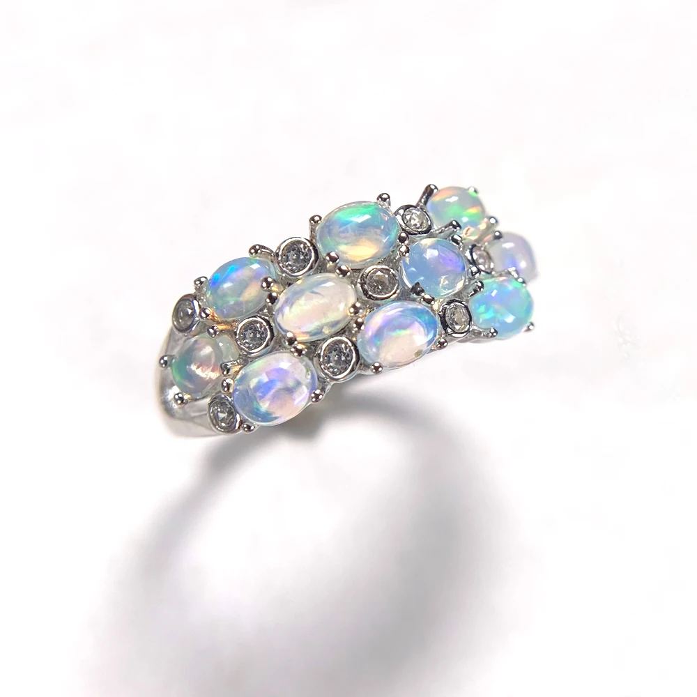 Elegant Natural White Opal Rings Sterling 925 Silver October Birthstone 3*4mm for Women Birthday Lady Wedding Party Fine Jewelry - view 6
