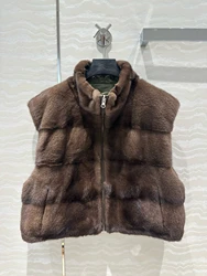 Autumn-winter luxurious short mink zippered vest