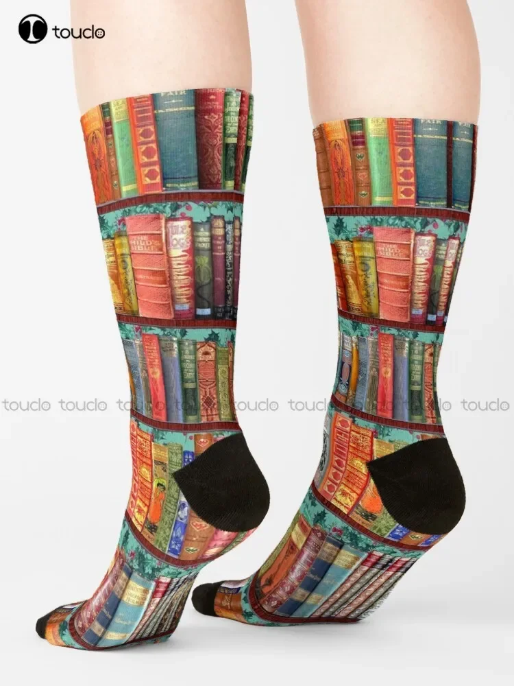 Christmas Vintage Books Holly  Socks Funny Socks Personalized Custom Unisex Adult Teen Youth Socks 360° Digital Print