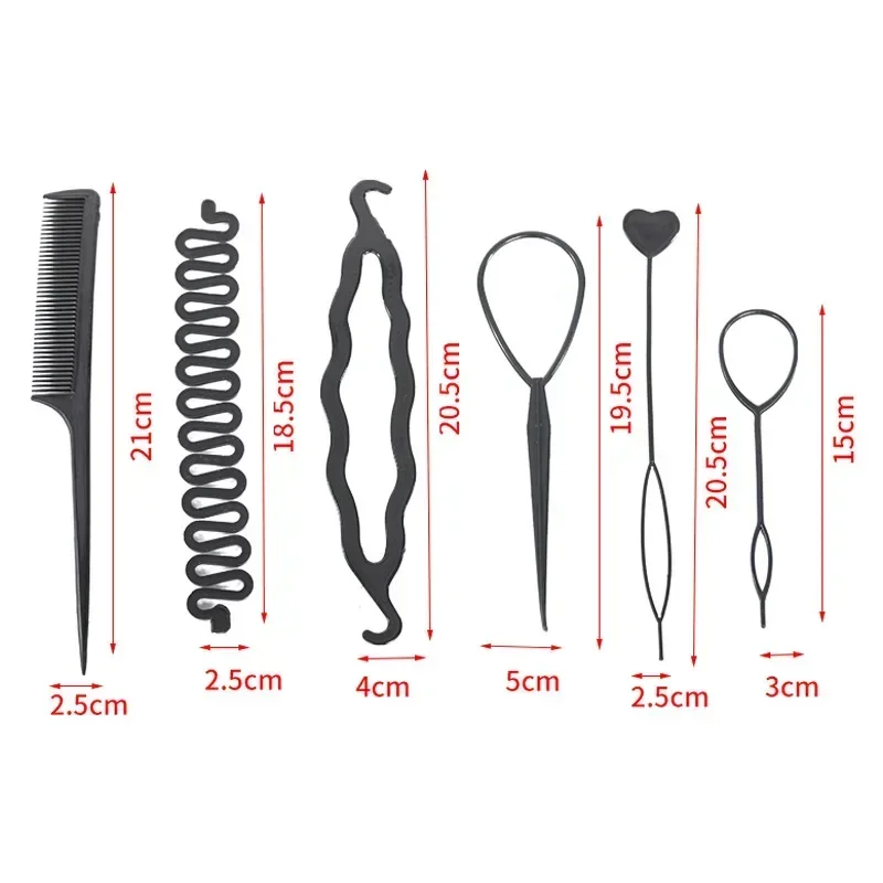 6 Stuks Haar Vlechten Tool DIY Haar Ontwerp Styling Tool Kit Opgestoken Paardenstaart Maker Accessoires Topsy Haar Vlecht Kit Set haar Naald