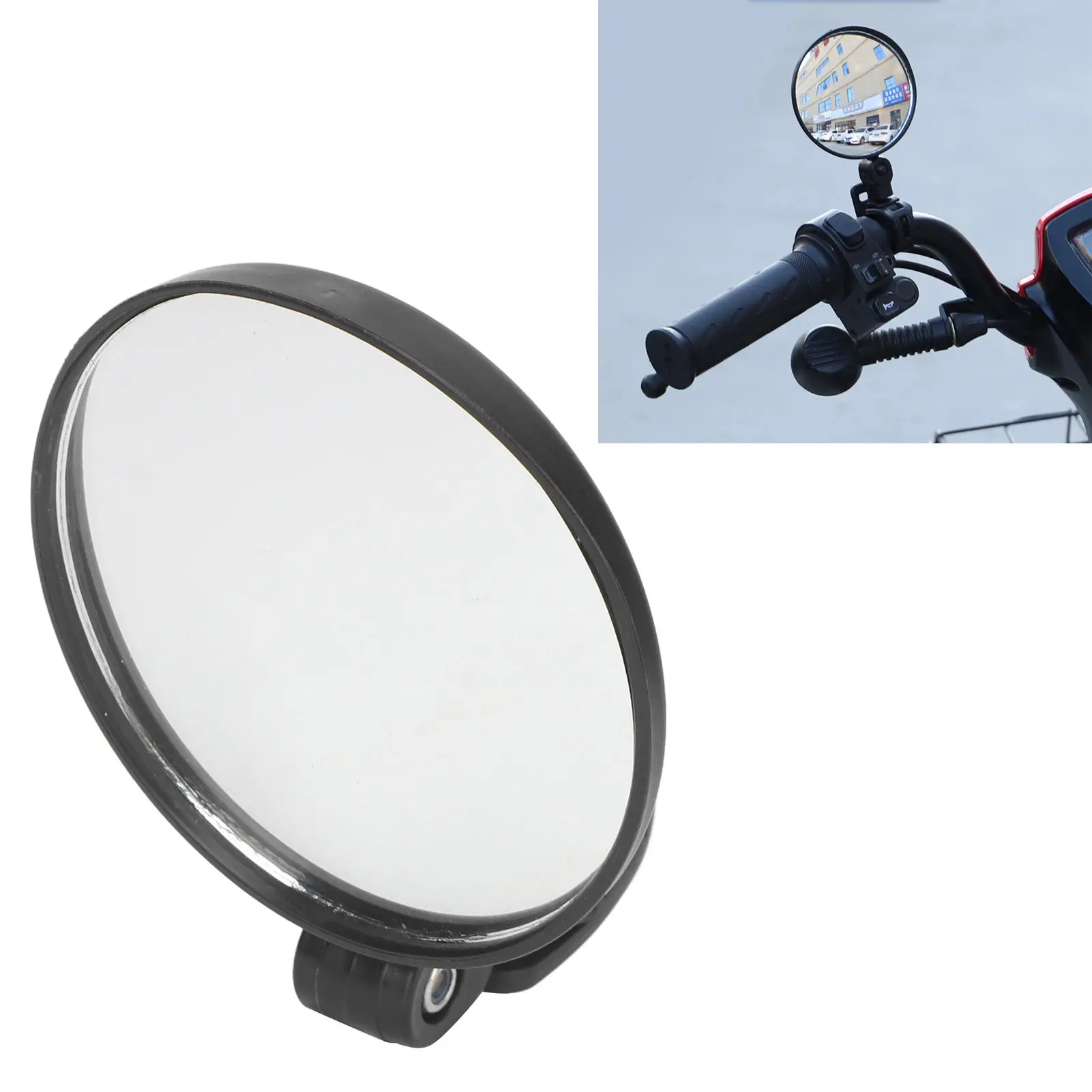 Bike Rear View Mirror Shockproof Scooter Rearview Mirror Wide Angle  Adjustable 8cm for Daily Life