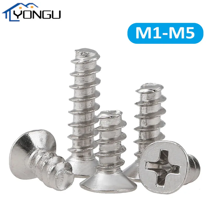 

Винты с резьбой, плоские саморезающие винты с крестообразной потайной головкой SS304 M1 M1.2 M1.4 M1.7 M2 M2.2 M2.6 M3