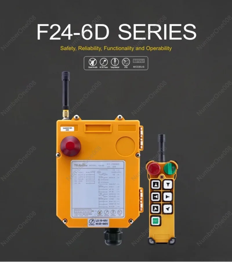 F24-6D Double Speed 6 Direction Industrial Remote Control 1T1R for Overhead Crane Waterproof Wireless