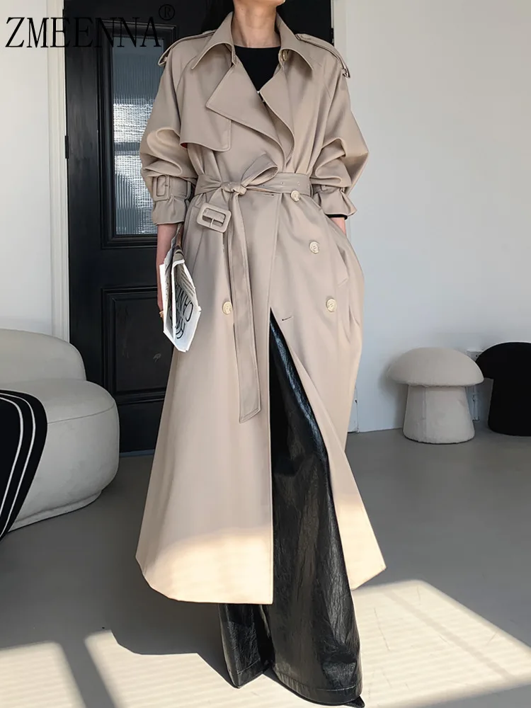 

ZMEENNA Women's Classic Trench Coat With Belt Long Elegant Windbreaker Jacket Stylish Outerwear For Spring And Fall ZM3468