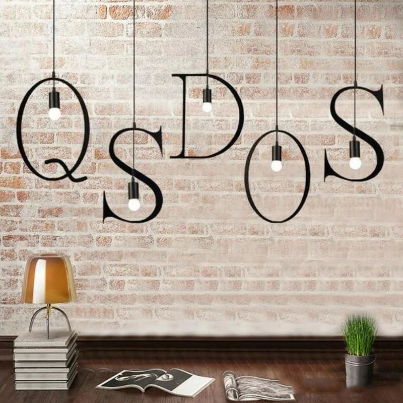 Letters Chandeliers Home Creative Lighting Bedroom Decoration Loft Farmhouse Lighting Led E27 Light Fixture