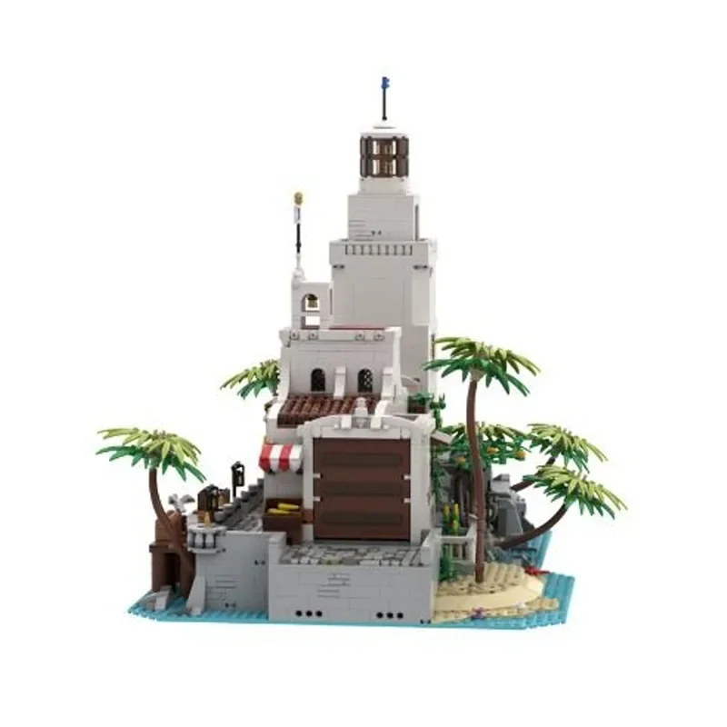 MOC-170153 Eerste Toren Santa Maria Puerto Licht Street View Eiland Haven Stad Bouwsteen Speelgoed 4997 Stuks Diy Kerstcadeaus