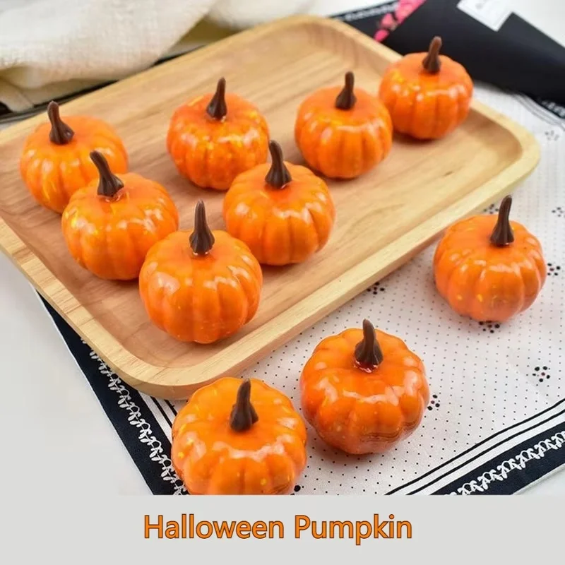 24pcs Set Halloween Simulation Pumpkin Foam Fake Pumpkin Decoration Model Wreath Accessories Set Photo Props Cute Ornament