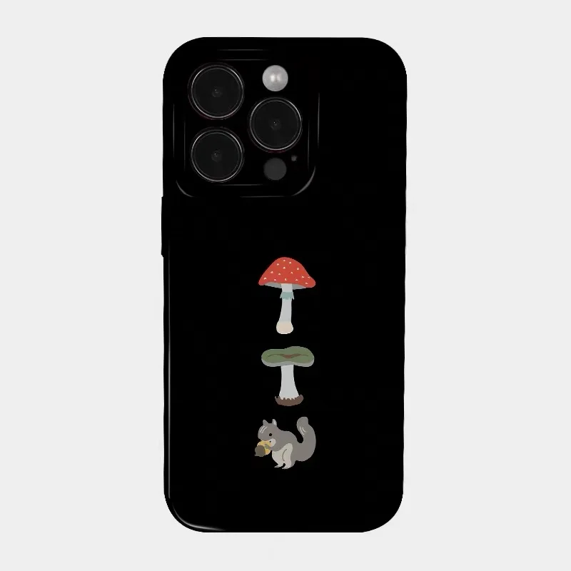

Black Cartoon Mushroom Squirrel Phone Case for IPHONE 17 Air 16E 15PROMAX 14 Plus 13 12 MINI 11PRO 16Plus XR Acrylic Phone Cover