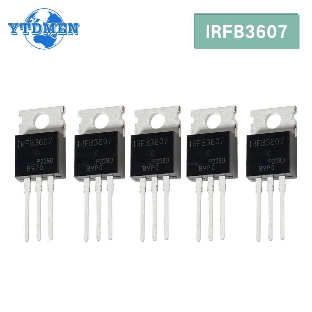 5PCS IRFB3607 Field Effect Transistor IRFB3607PBF MOSFET N Channel Transistors 75V 80A TO-220