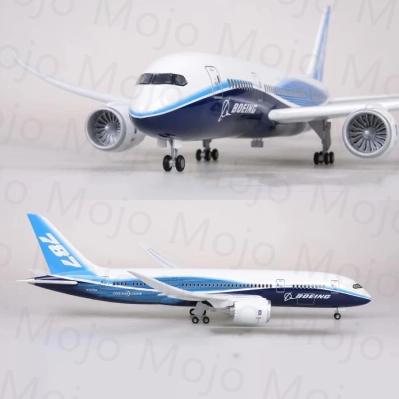 Imagem -04 - Die-cast Resina Aviões Ornamento com Luzes Led 787 Boeing Jet B787 1:130 Escala 43cm Coleta ou Presente Givi