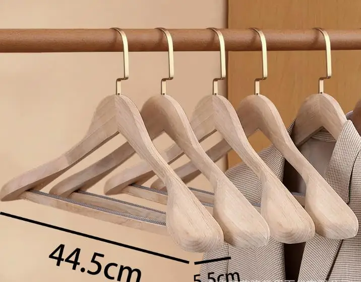 

6Pcs/set Solid Wood and Metal Hook Wooden Hangers With Notches Non-slip Metal Hook for Clothes