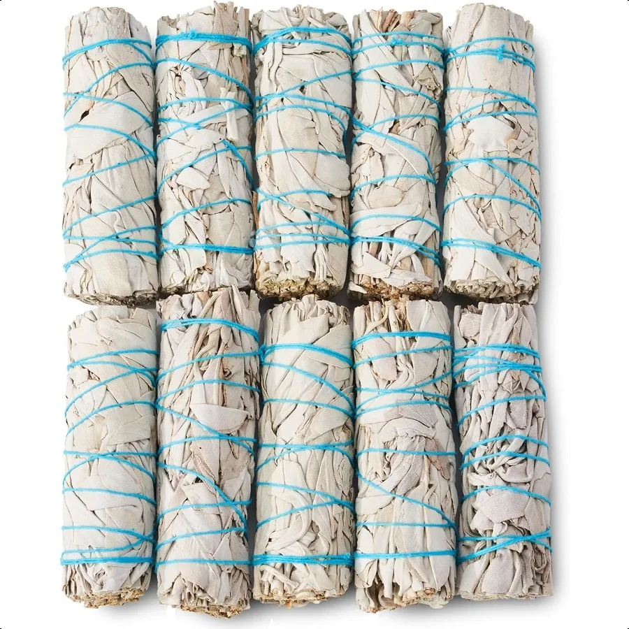 

10 White Sage Smudge Sticks ~ Sustainably Grown Sage Bundles for Smudging Smudge Kit Ceremony Spiritual Use Home and Office Cle