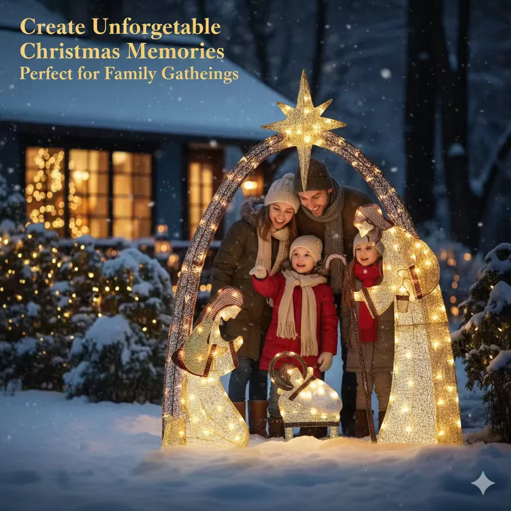 

Outdoor Nativity Scene With A Copper Wire , Christmas Yard Decoration, Holiday Garden Display, Porch And Home Festive Decor