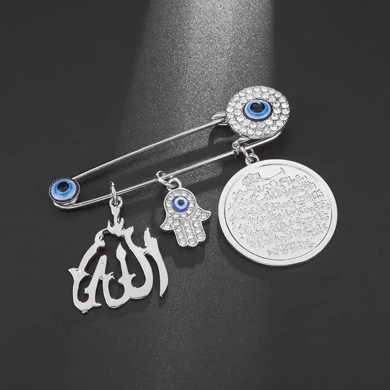 Exquisite Islamic Shiny Evil Eye Pendant Brooch Men Women Newborn Ramadhan Accessories Jewelry Gift