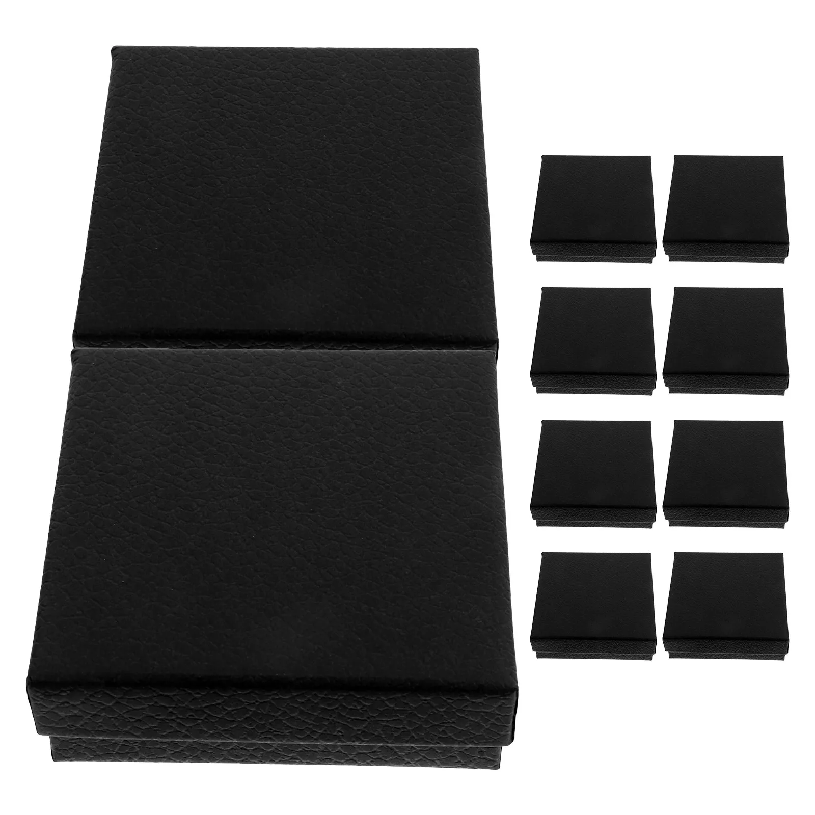 

10Pcs Fashionable Black Jewelry Box Litchi Grain Design Ring Necklace Earring Packaging Gift Box for Bridesmaid Shower