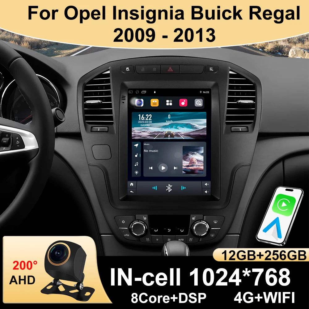 Radio de coche Android 15 de 9,7 pulgadas para Opel Insignia Buick Regal 2009 -2013 estéreo Multimedia NO pantalla Vertical 2Din Carplay 4G WIFI