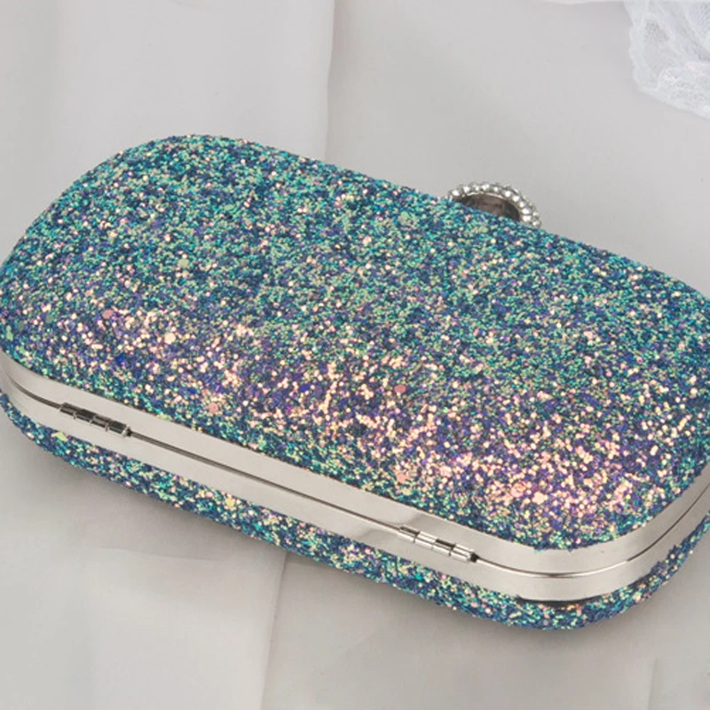 Light Blue Bag Bling Famous Brands Purse and Handbags Glitter High Quality Clutch Fashion Evening Shoulder Bag Women Wallets