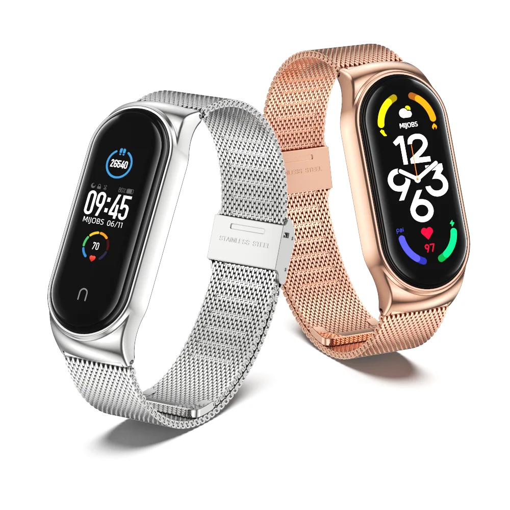 Strap for Mi Band 9 8 7 6 5 Metal Bracelet On Mi Band 4 3 Wristband for Mi Band 8 Strap For Xiaomi Miband NFC Global Version