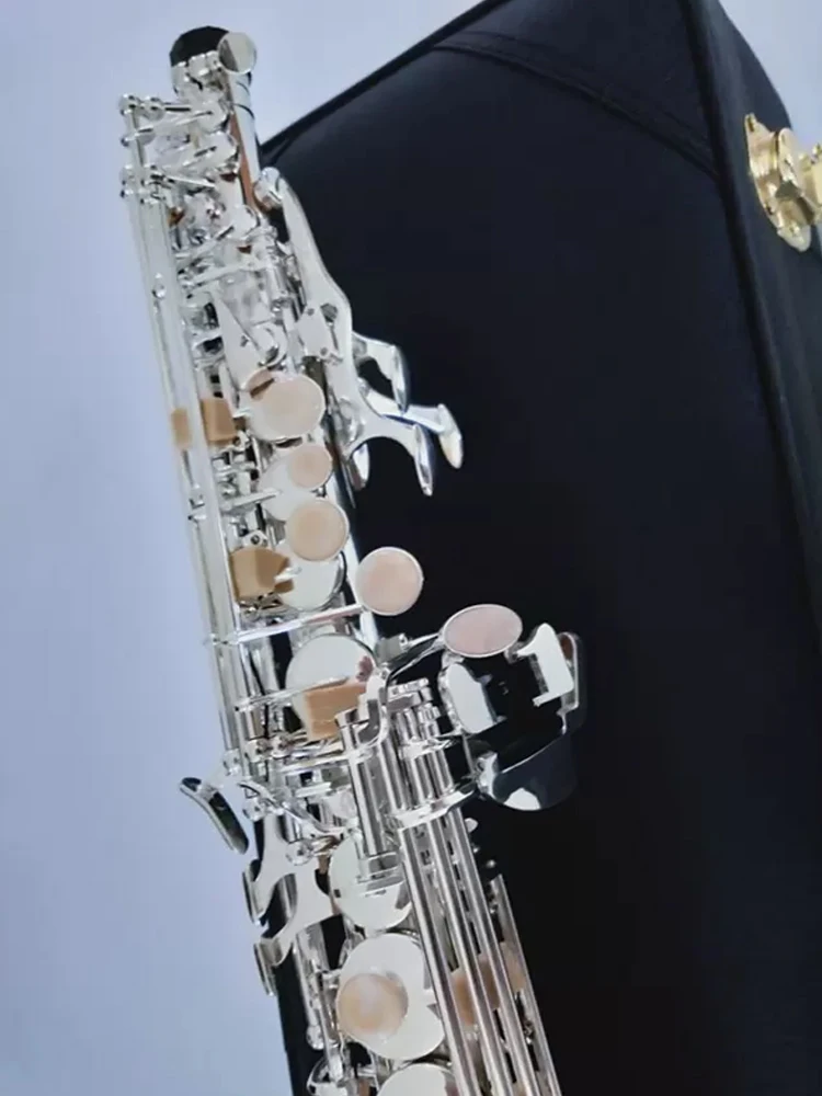 All-silver original 992 structure drop B-key professional treble saxophone shell gold-plated button professional-grade tone SAX