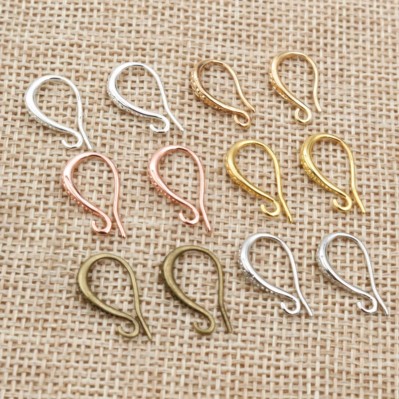 20pcs 15x10mm High Quality Silver Plated Bronze Rose Gold 6 Colors Earring Hooks Wire Settings Base Settings Wholesale