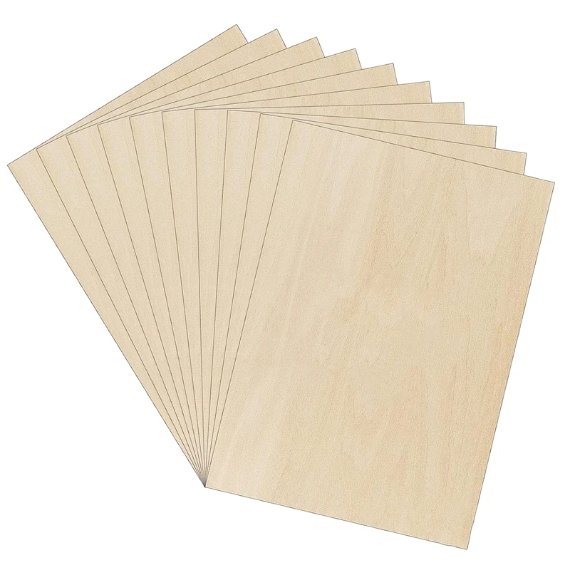 10 PCS Plywood Panels A3 Wooden Panel Fretsaw Wood For DIY Woodworking, Laser Processing, Model Making 400 X 300 X 2 Mm