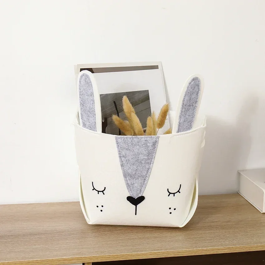 Cute Cartoon Animal DIY Storage Box Felt Fabric Foldable Storage Basket For Nursery Toys Organizers